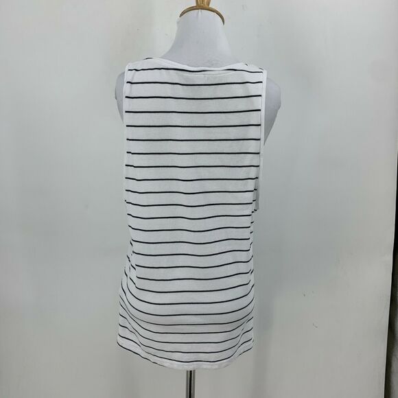 Zara Palm Tree Tank Top Womens M Medium Stripe Scoop Neck Island Casual Shirt - Picture 4 of 11